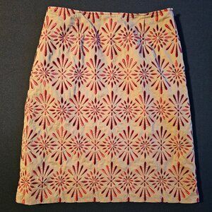 Talbott Women's Size 6 Pencil Skirt, Mid Length, Side Zip, Lined, Embroidered